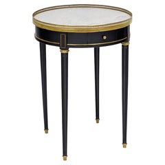 Louis XVI Style Ebonized Bouillotte Table with Carrara Marble Top