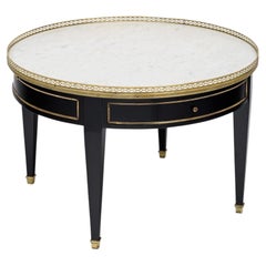 French Louis XVI Style Bouillotte Coffee Table with Carrara Marble
