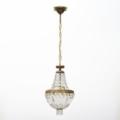 French Louis XVI Crystal and Gilt Bronze Basket Chandelier