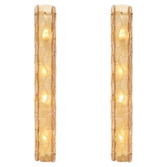 Pair of Murano Textured Amber-Orange Glass Sconces