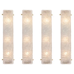 Italian Mid-Century Murano Frosted Textured Glass Wall Sconces