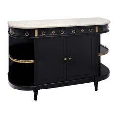 French Louis XVI Ebonized Mahogany Buffet with Carrara Marble