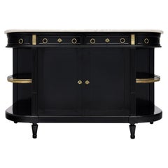 French Louis XVI Ebonized Mahogany Buffet with Carrara Marble
