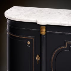 Early 20th Century French Louis XVI Mahogany Enfilade Buffet with Carrara Marble