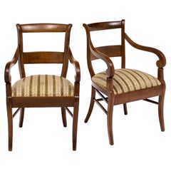 Pair of French Restoration Solid Walnut Armchairs, Rhône Valley, circa 1820
