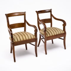 Pair of French Restoration Solid Walnut Armchairs, Rhône Valley, circa 1820