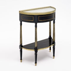 French Louis XVI Ebonized Mahogany Demi-Lune Console with Carrara Marble, Circa