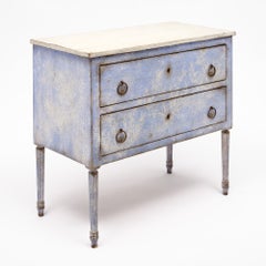 Italian Vintage Painted Blue and White Chest, Circa 1940