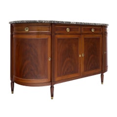 French Louis XVI Style Flame Mahogany Enfilade with Sainte-Anne Marble, Circa 19