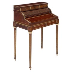 French Louis XVI Mahogany and Gilt Brass Bureau à Cylindre, Circa 1880