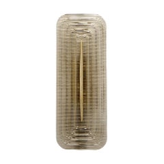 Pair of Italian Murano Ribbed Glass and Brass Wall Sconces
