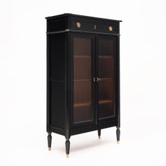 Petite French Louis XVI Style Ebonized Mahogany Vitrine