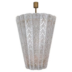 Murano Glass Lantern with Brass and Reeded Glass, Modern Design, Italy
