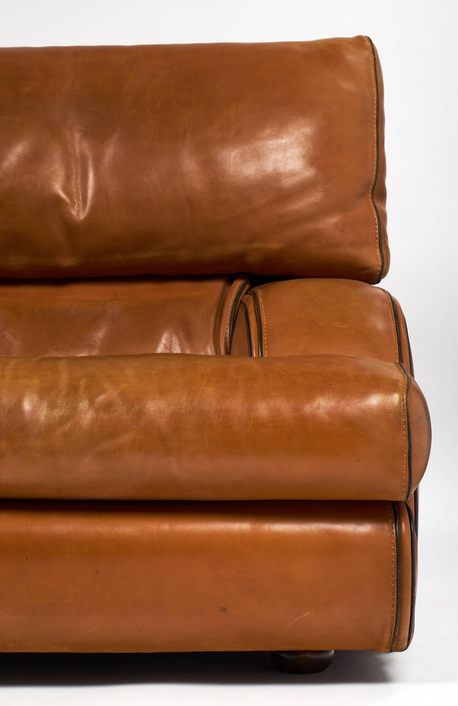 Modern Italian Vintage Baxter Leather Sofa