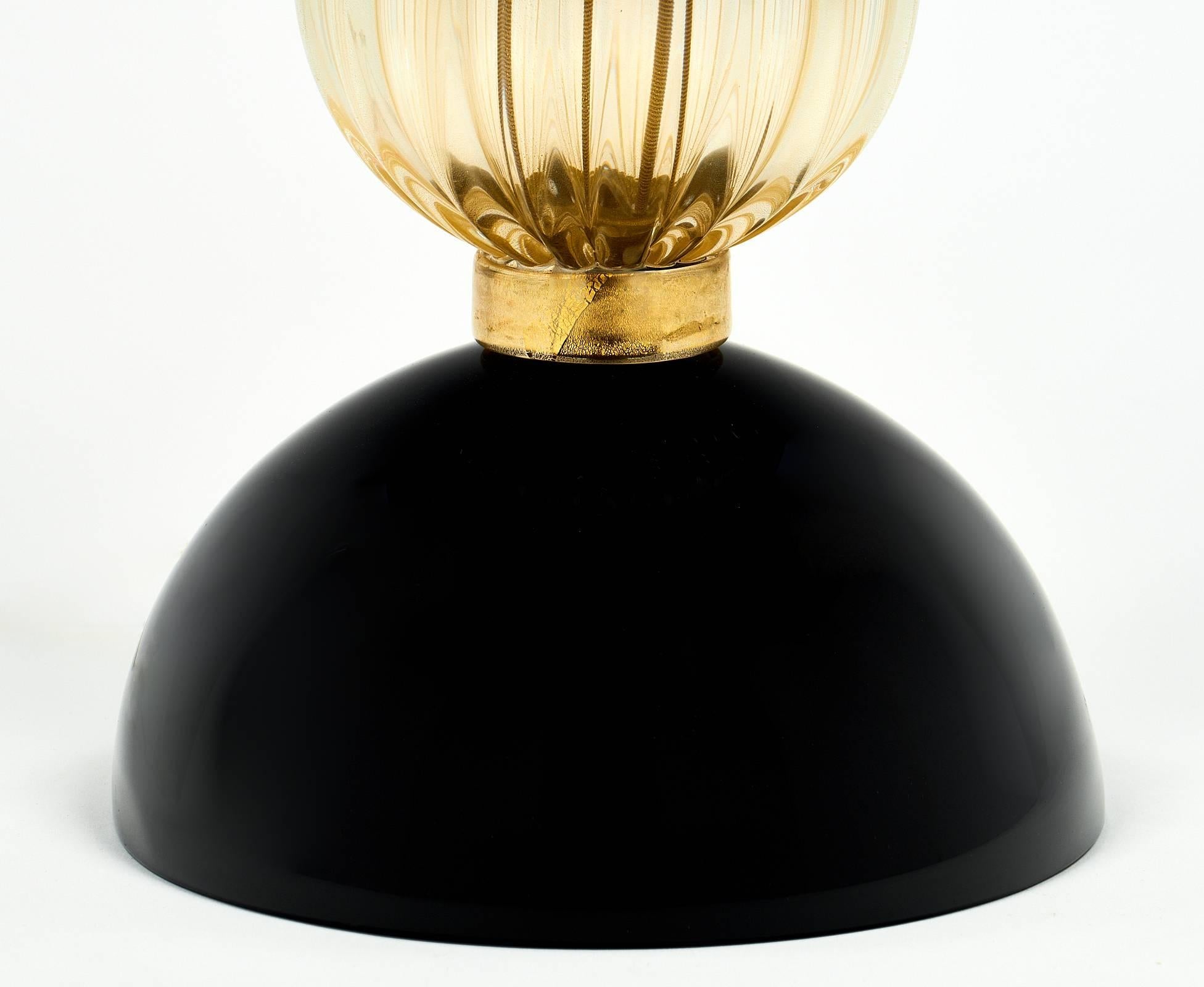 Pair of Italian “Avventurina” Murano Glass Lamps For Sale 5