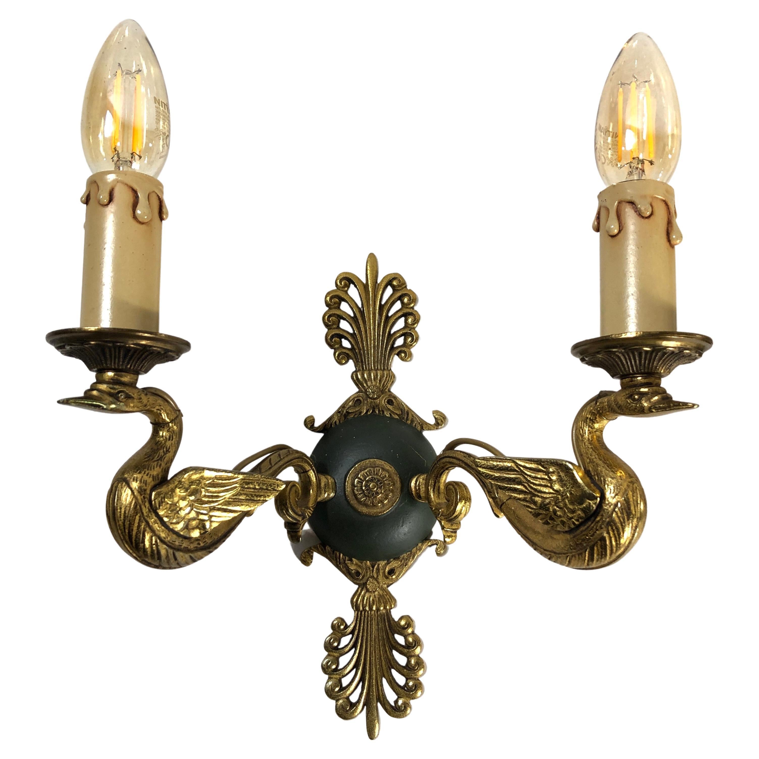 Pair of French Empire Brass wall Sconces For Sale