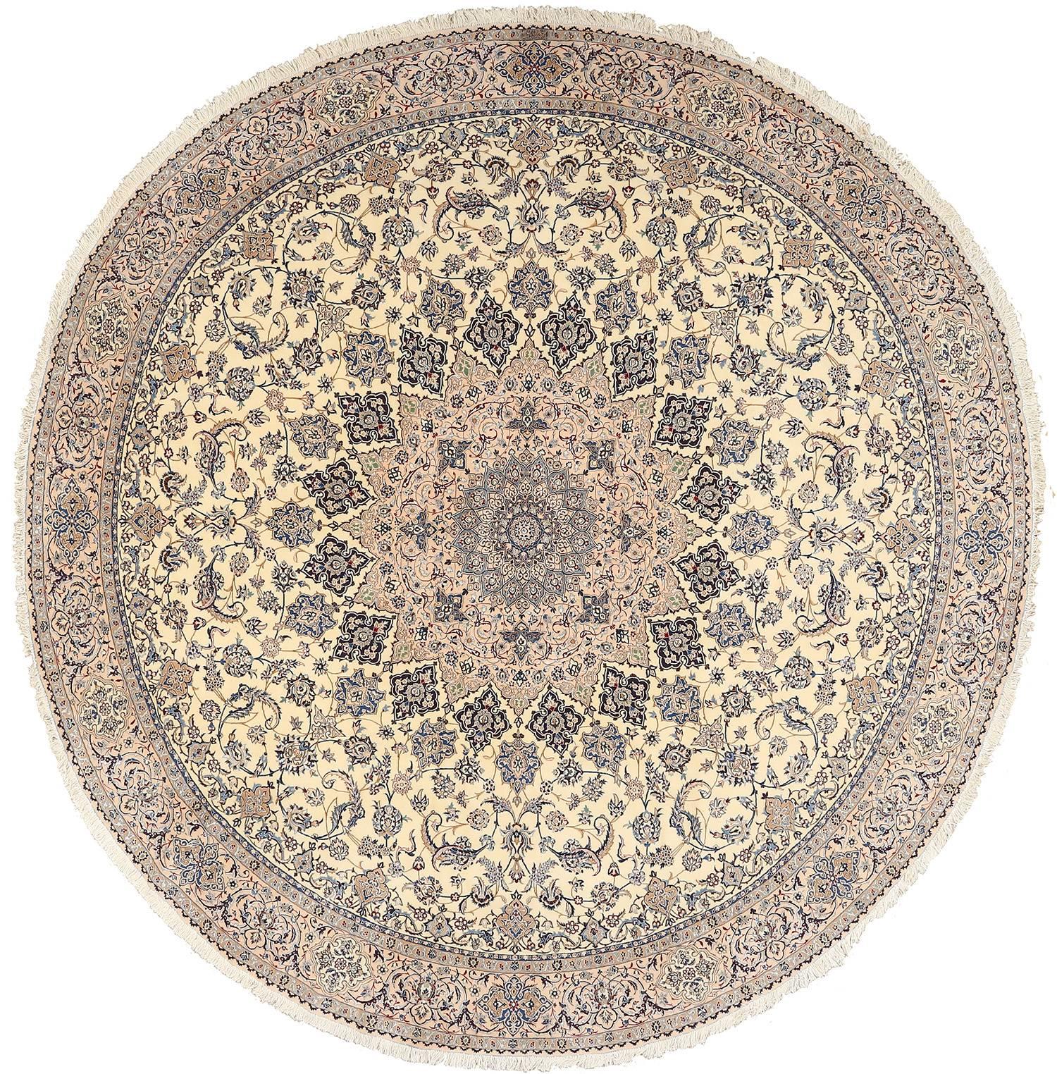 Round Vintage Nain Persian Rug