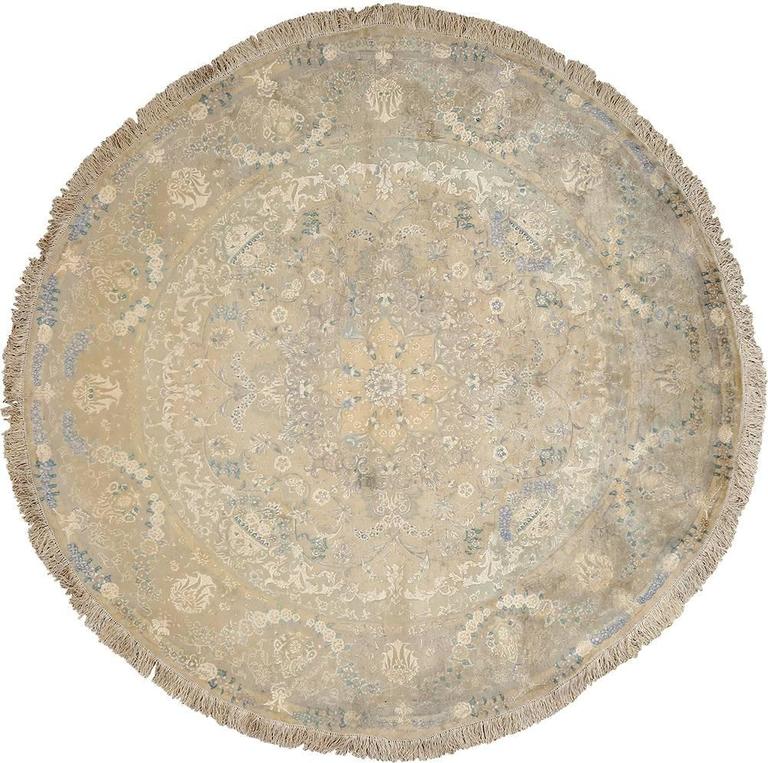 Round Black Vintage Tabriz Persian Rug For Sale at 1stdibs