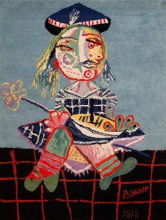 Vintage Picasso Inspired Mid-Century Tapestry Rug