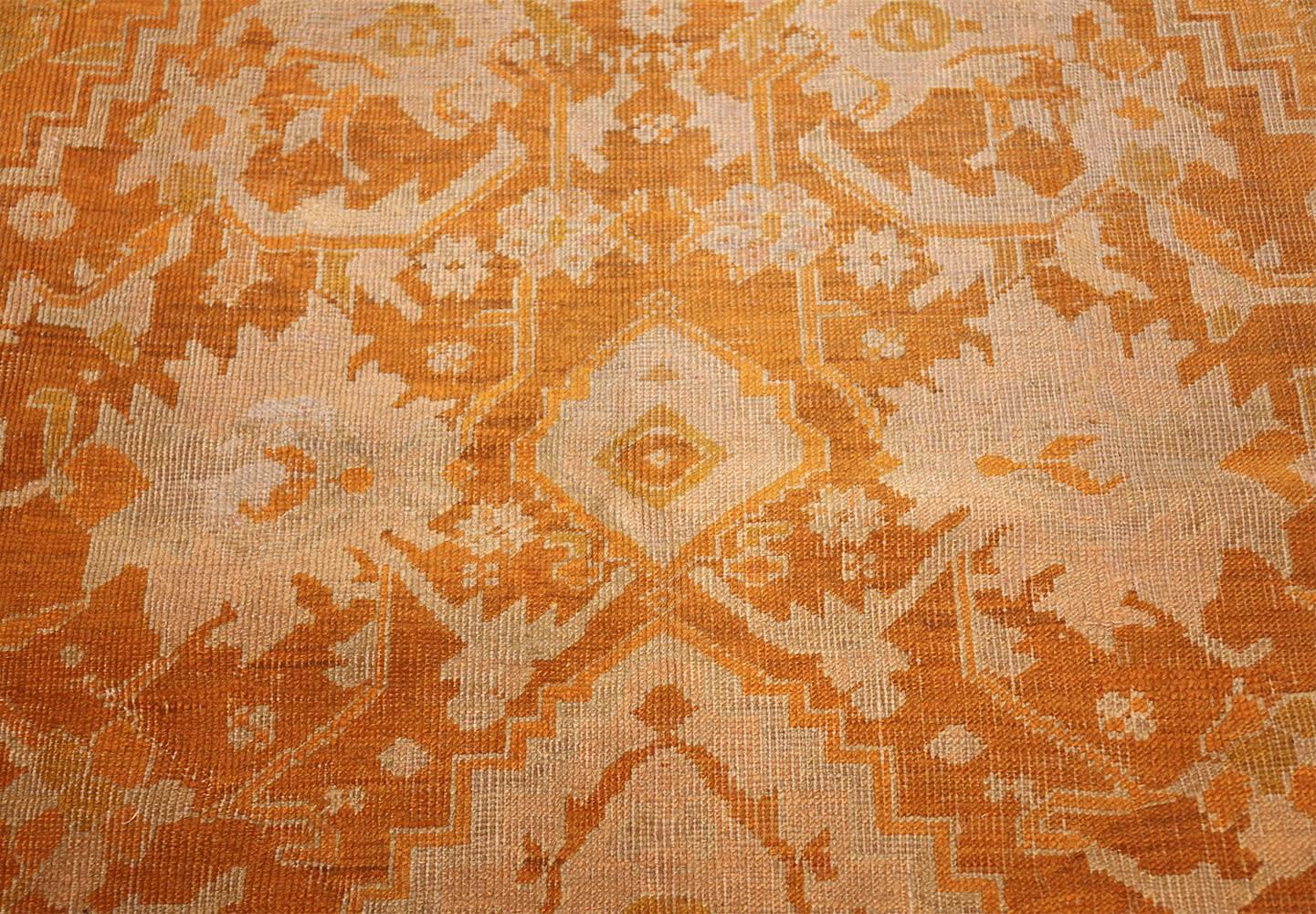 Hand-Knotted Antique Oushak Rug from Turkey