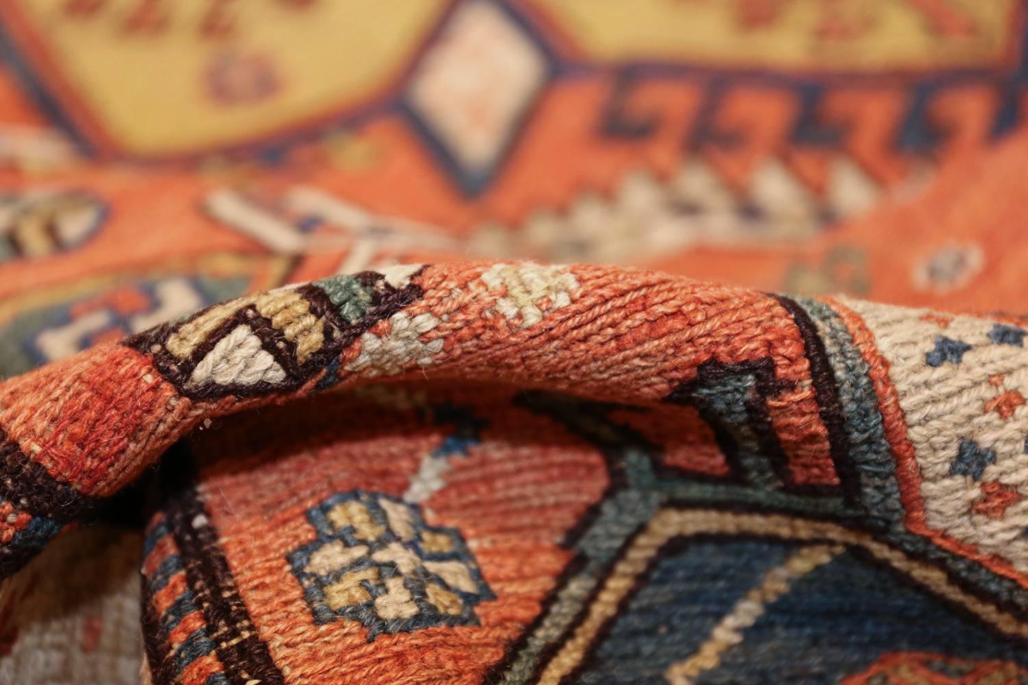 Antique Caucasian Soumak rug, the Caucasus, circa turn of the 20th century. Here is an impressive antique oriental rug, an antique Soumak carpet that was woven in the Caucasus, circa turn of the 20th century. Generally speaking, antique Caucasian