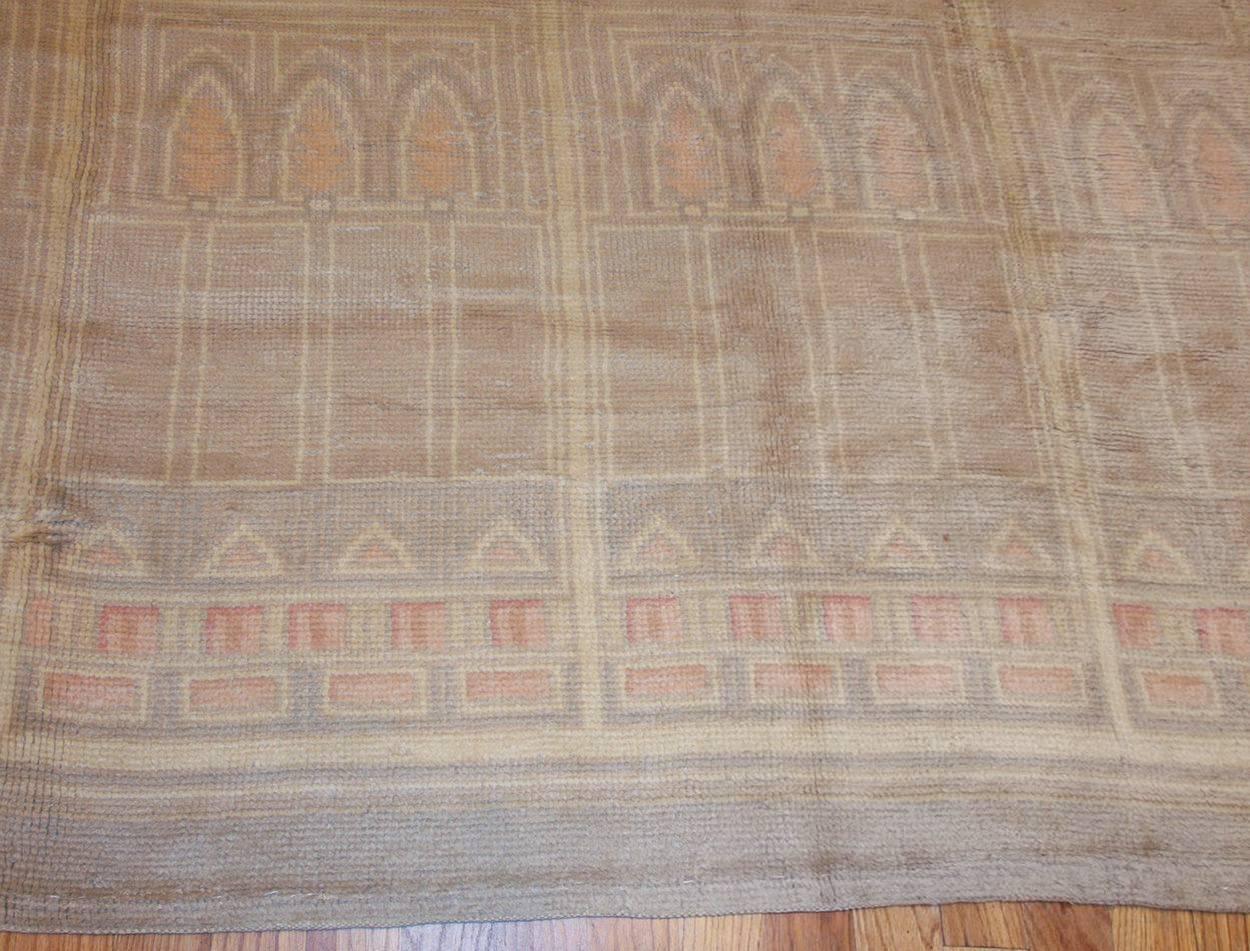 Hand-Knotted Beautiful Light Colored French Deco Rug. Size: 13 ft 7 in x 14 ft 2 in For Sale