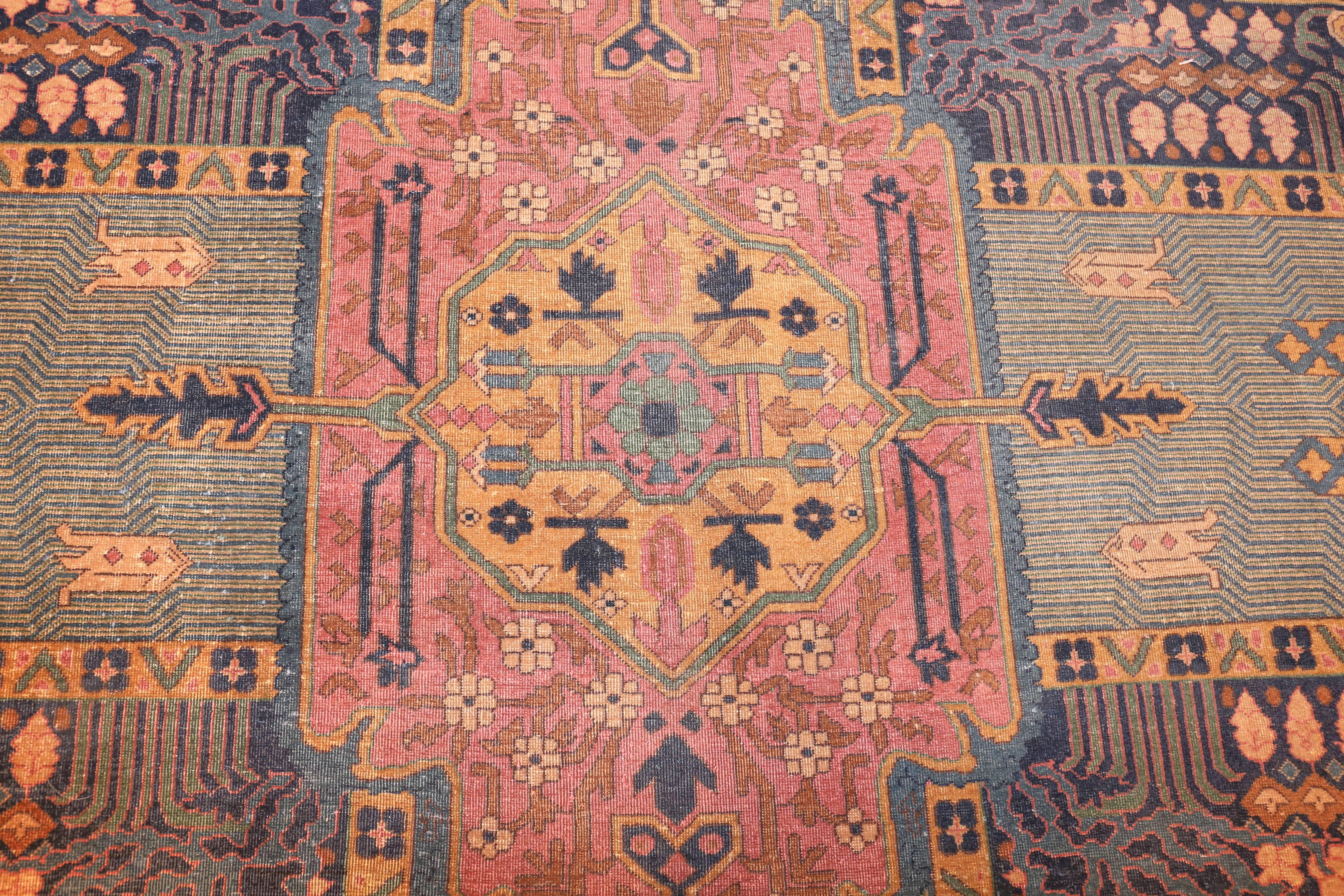 Hand-Knotted Room-Sized Antique Indian Carpet