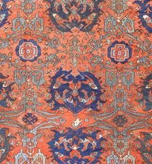 Antique 18th Century Turkish Smyrna Oushak Rug. Size: 10 ft 5 in x 15 ft 5 in
