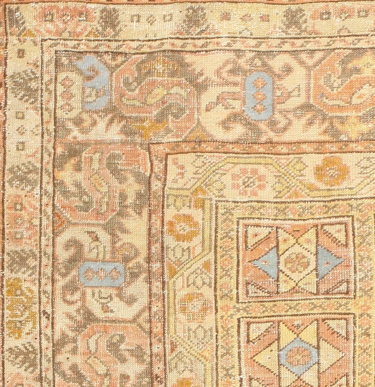 Hand-Knotted Antique Square Decorative Turkish Oushak Rug. Size: 6 ft 8 in x 6 ft 8 in