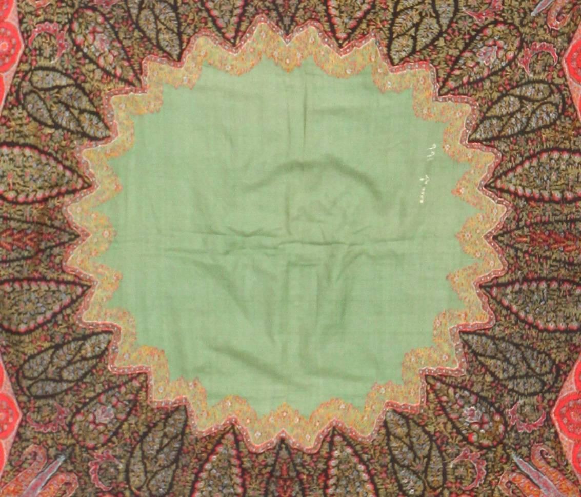 Hand-Woven Fine Antique Indian Floral Shawl