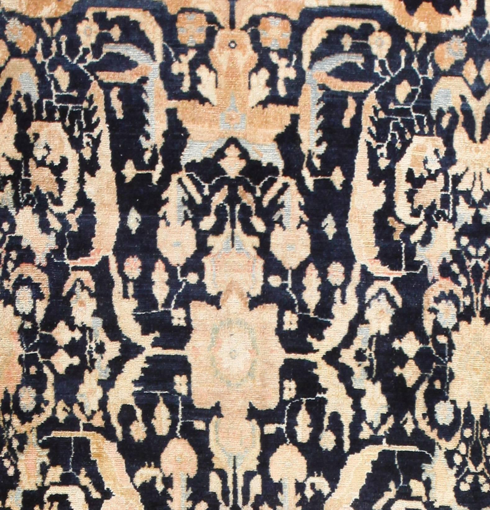 Hand-Knotted Antique Blue Persian Malayer Runner Rug