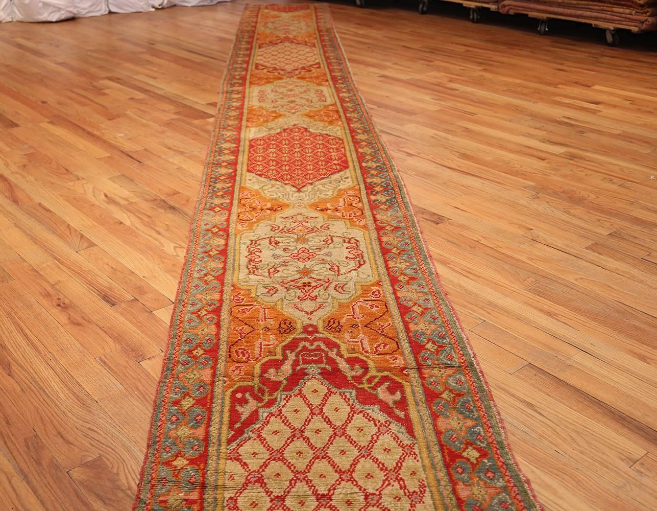 Antique Arts and Crafts Turkish Oushak Runner Rug  In Excellent Condition In New York, NY