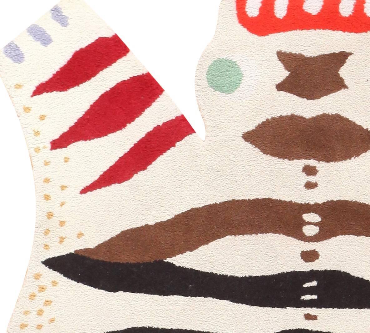 Arts and Crafts Tapis scandinave vintage en forme de tigre de l'artiste Josef Frank