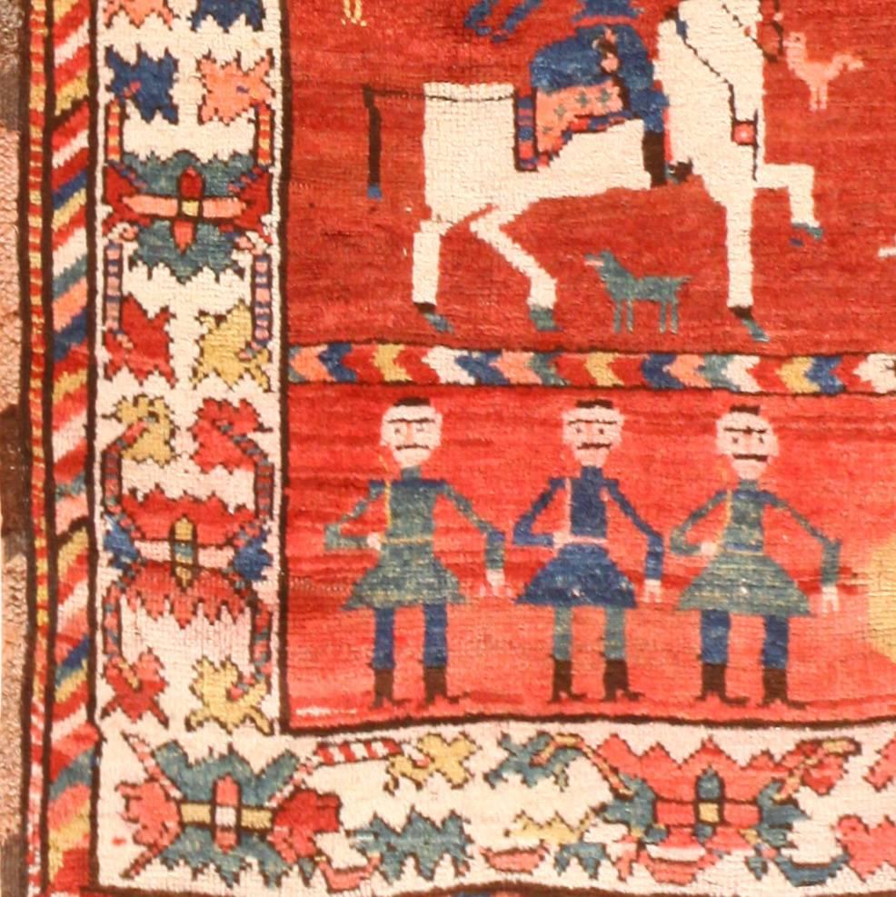 Early 20th Century Folk Art Antique Caucasian Karabagh Runner Rug