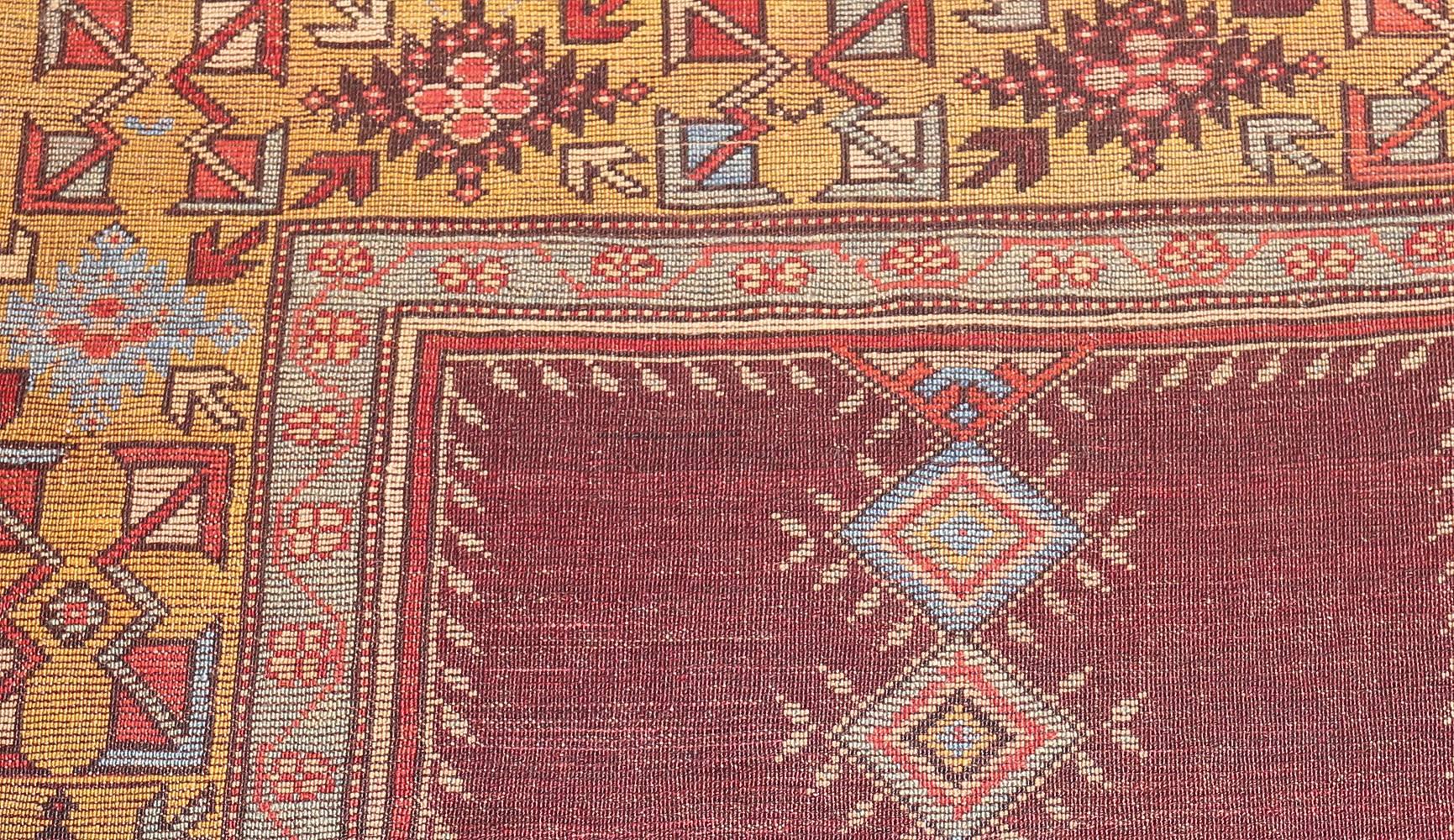 The fine wool-on-wool Turkish rugs woven in Bergama used only the finest quality fleece. Kazak-influenced Bergama carpets are often identified by their distinctive red wefts. Their varied styles include compartmental medallions, directional prayer