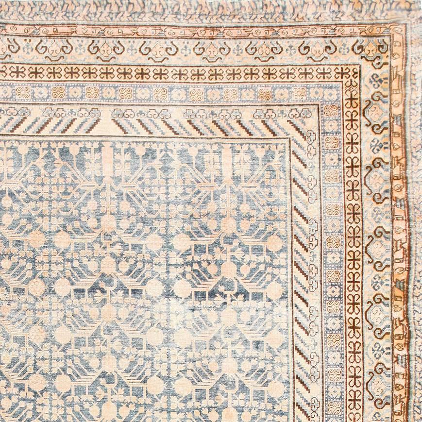 Hand-Knotted Decorative Antique East Turkestan Khotan Rug