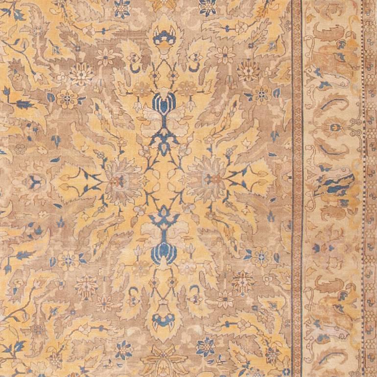 Hand-Knotted Large Polonaise Antique Indian Rug