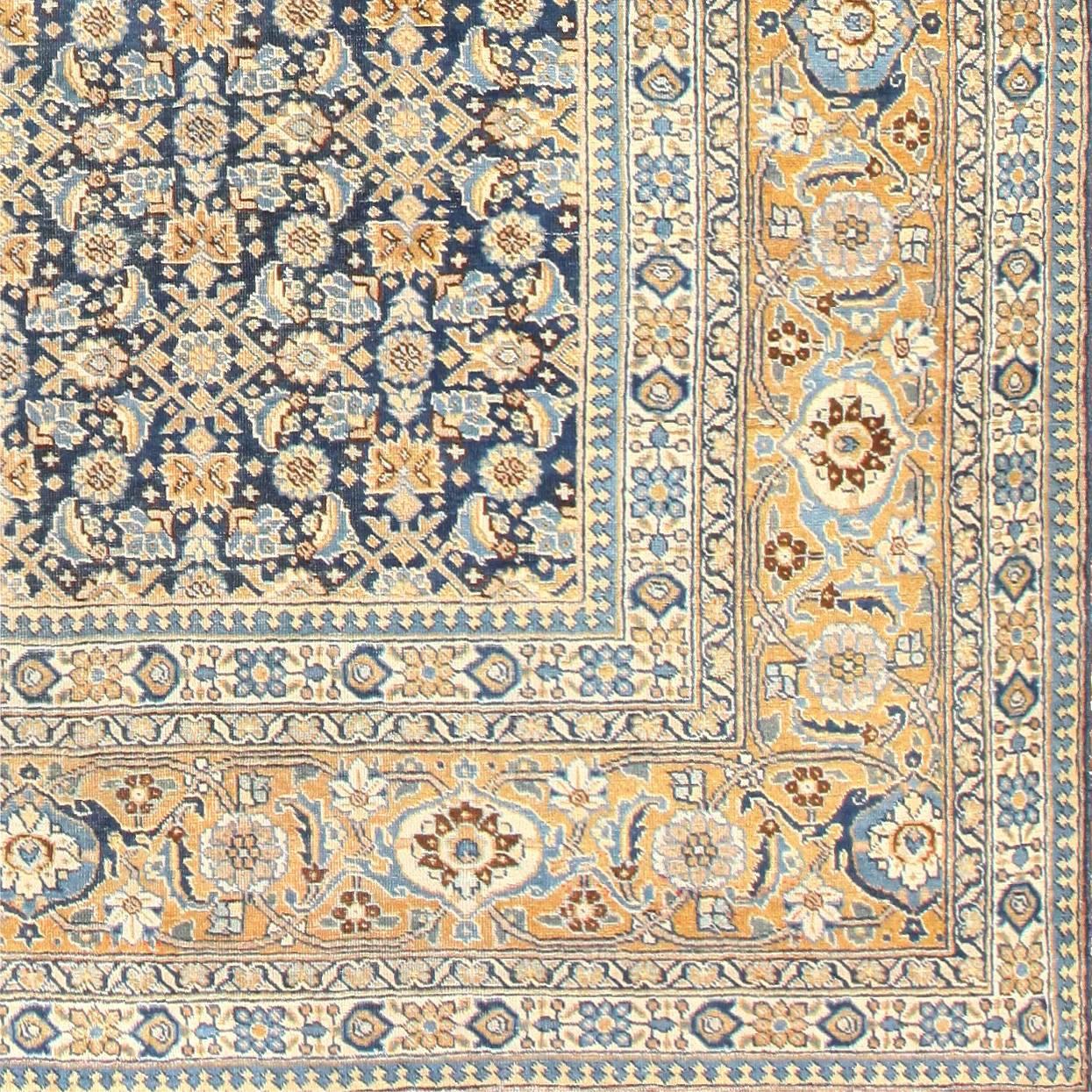 Hand-Knotted Room Size Antique Persian Tabriz Rug. Size: 11 ft x 14 ft 6 in (3.35 m x 4.42 m)