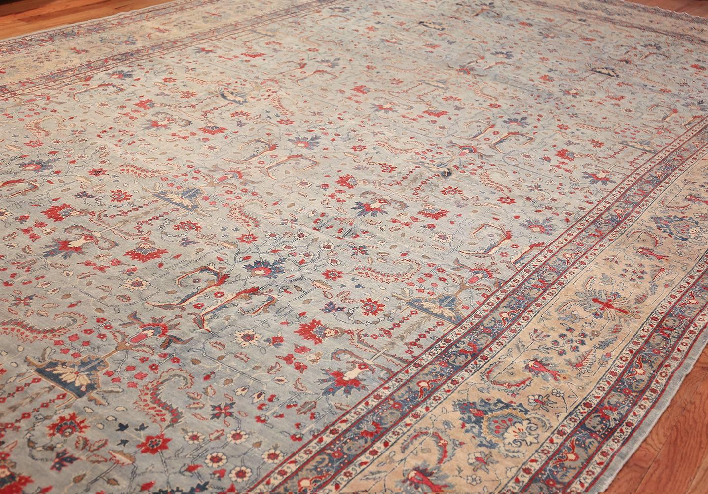 Hand-Knotted Beautiful and Extremely Decorative Light Blue Antique Persian Tabriz Rug