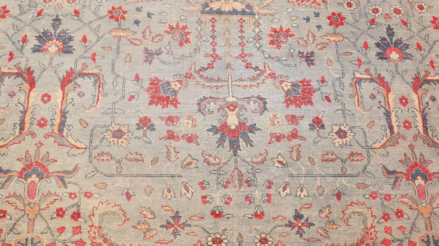 Early 20th Century Beautiful and Extremely Decorative Light Blue Antique Persian Tabriz Rug