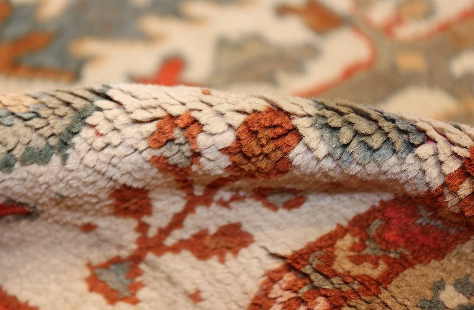 Wool Beautiful Ivory Background Antique Turkish Oushak Carpet
