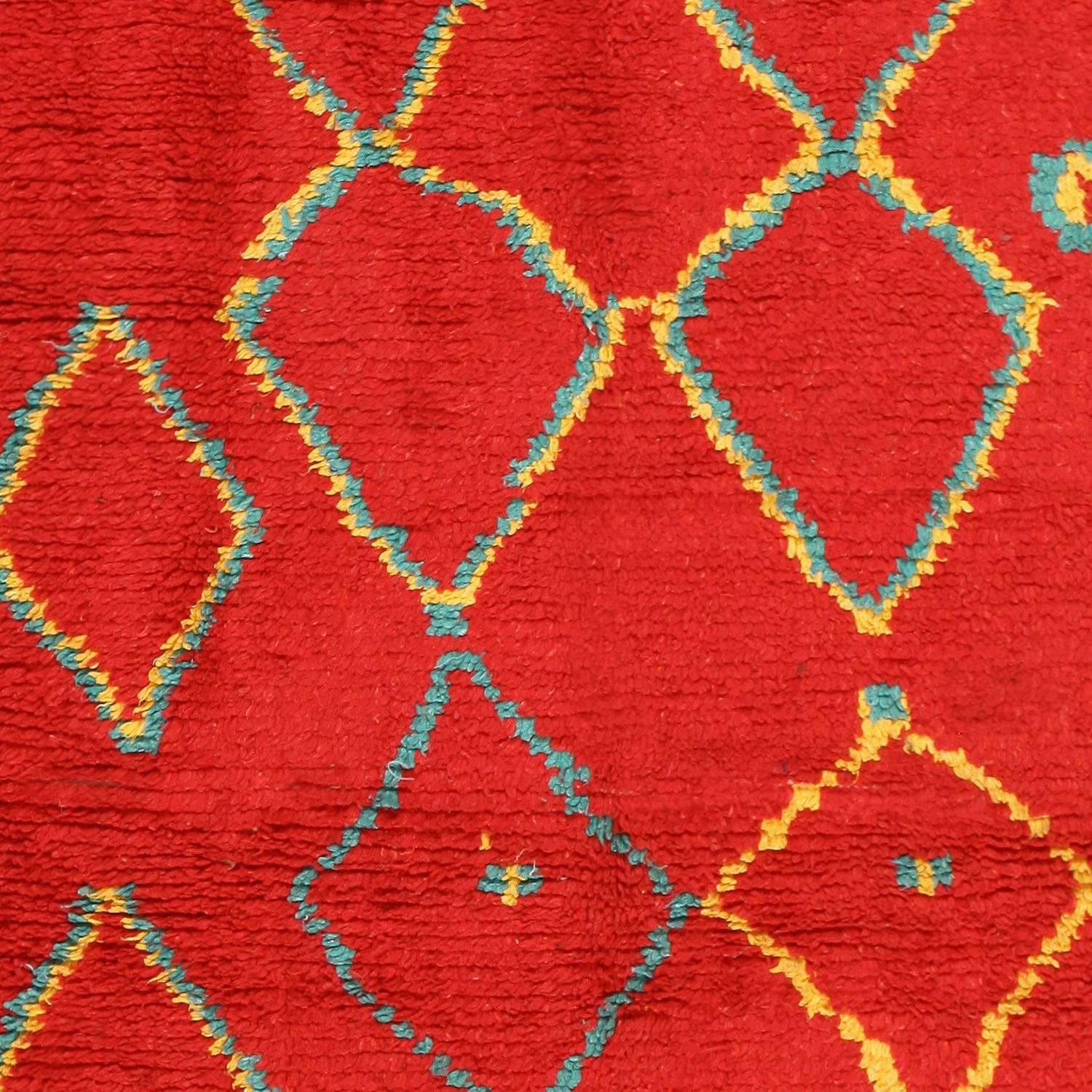 Folk Art Vintage Red Berber Moroccan Rug