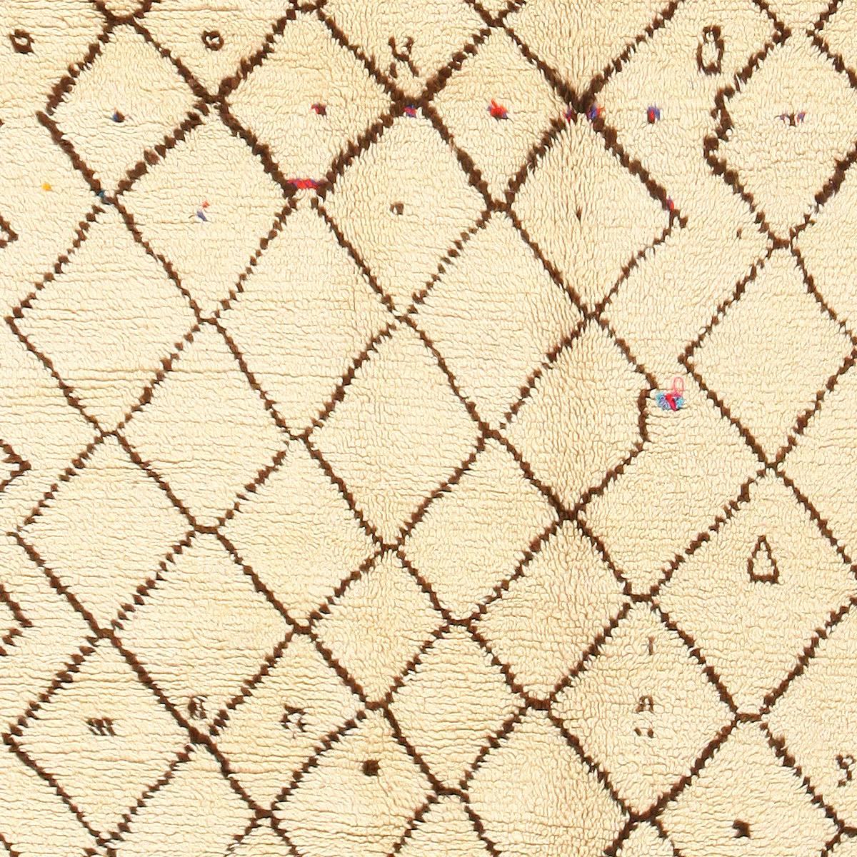 Mid-Century Modern Vintage Beni Ourain Moroccan Rug