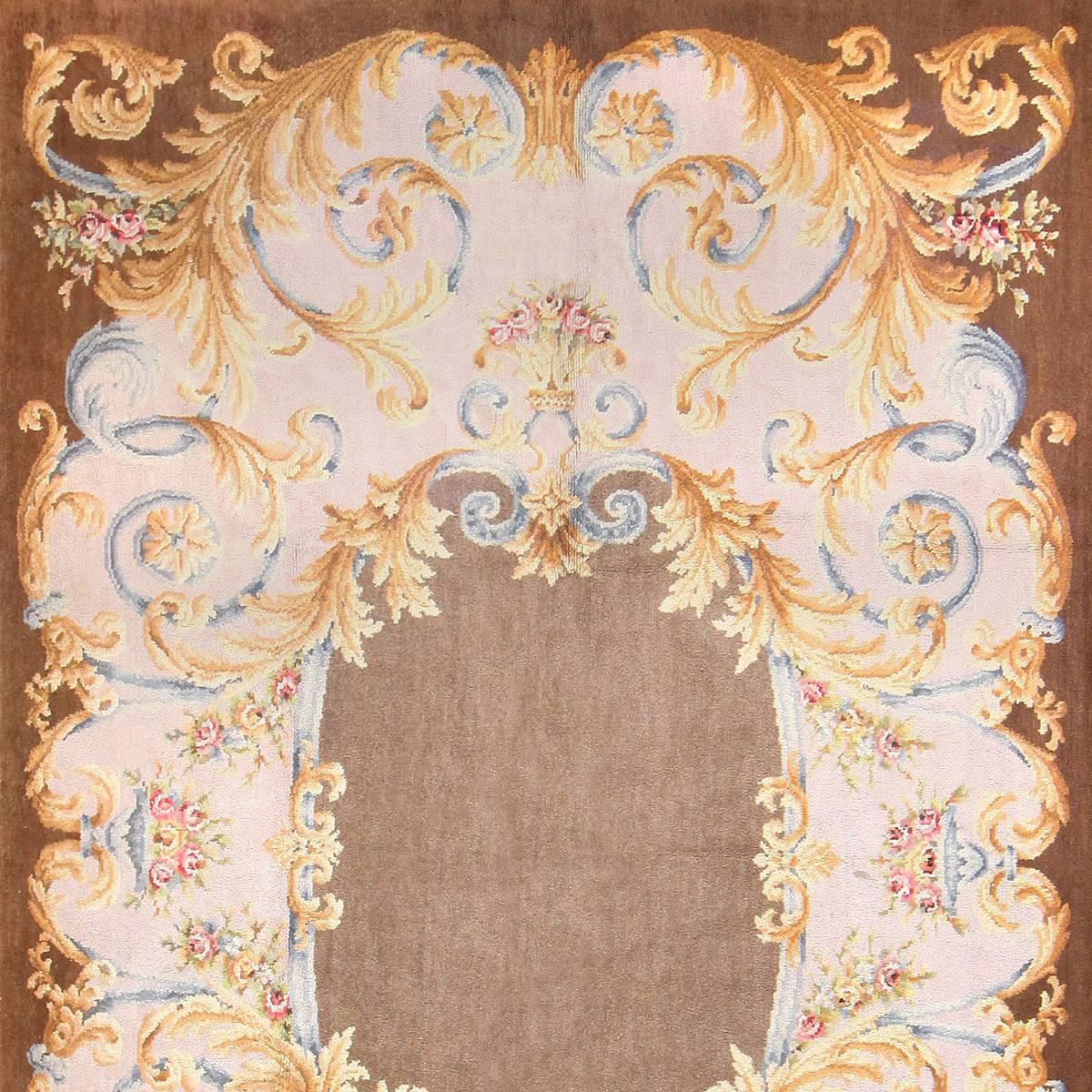 Hand-Knotted Large Antique Savonnerie French Rug. Size: 10 ft 2 in x 17 ft (3.1 m x 5.18 m)