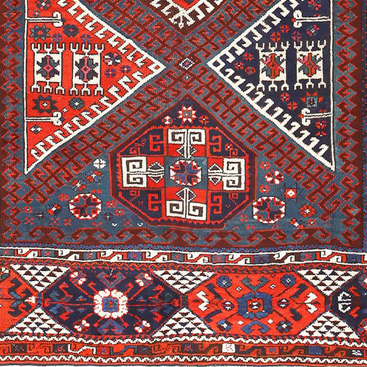 19th Century Collectible Tribal Antique Turkish Bergama Rug. Size: 7 ft x 9 ft 7 in