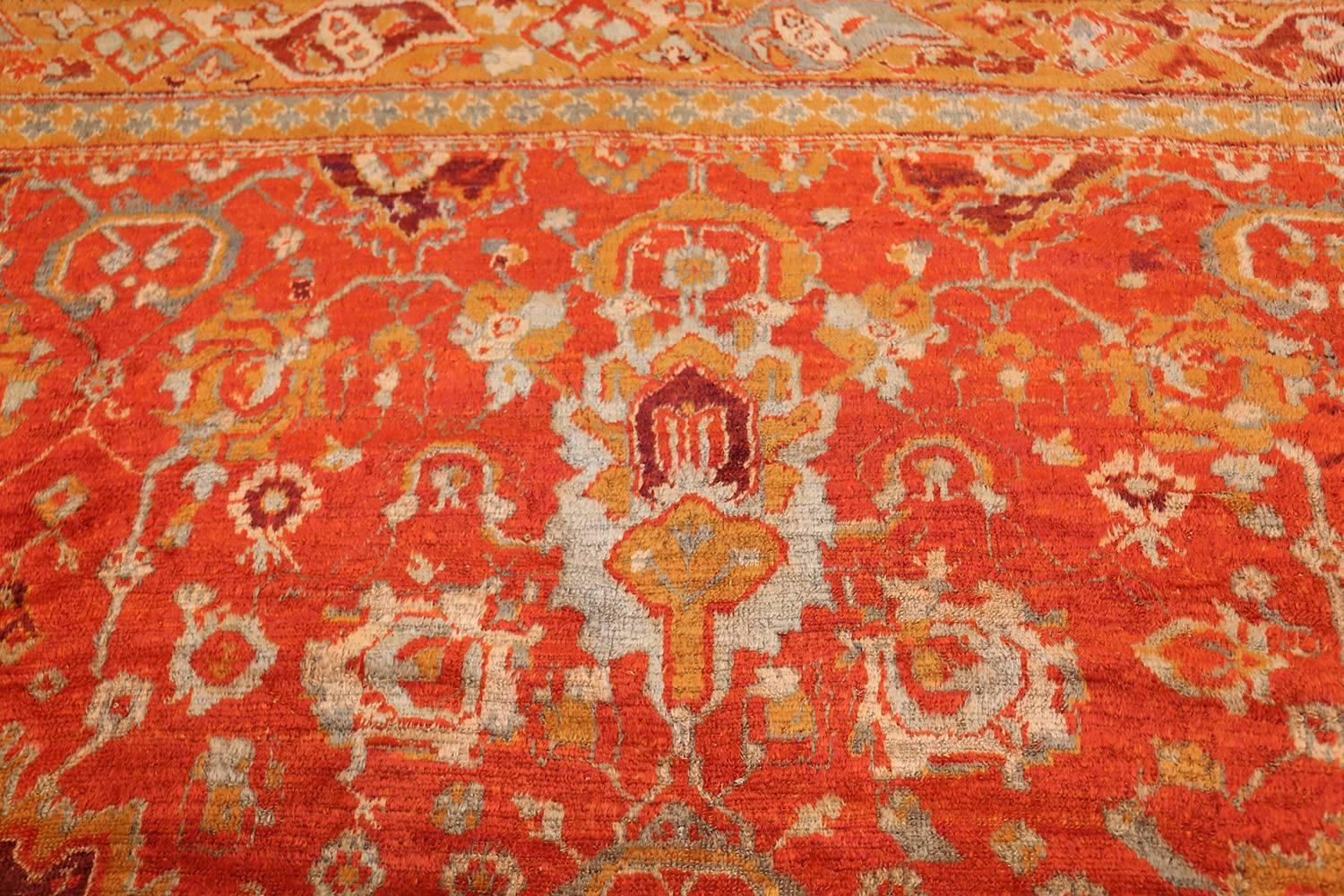 Coral Antique Angora Oushak Rug In Excellent Condition In New York, NY