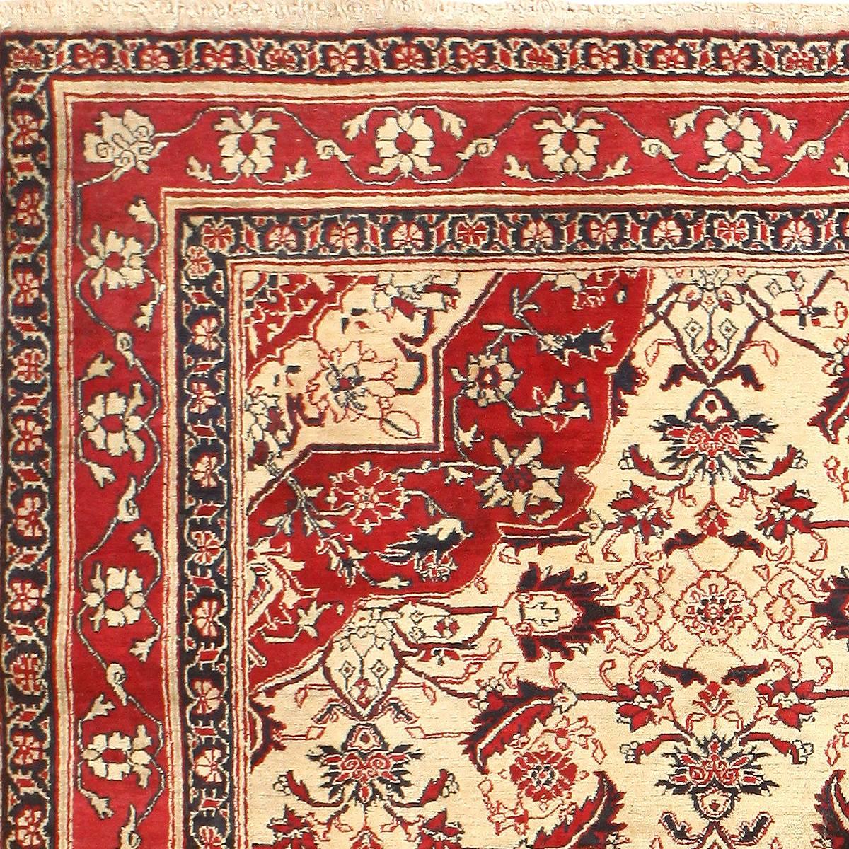 Hand-Knotted Fine Antique Indian Agra Rug. Size: 6 ft x 8 ft 9 in (1.83 m x 2.67 m)