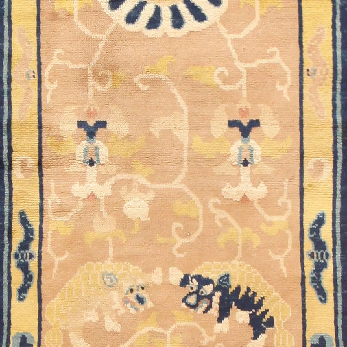 Antique Chinese rugs as opposed to most of the antique rug productions were woven almost exclusively for internal consumption. Since they were mostly sheltered from European and western influences, this offers us the reason why these carpets have a