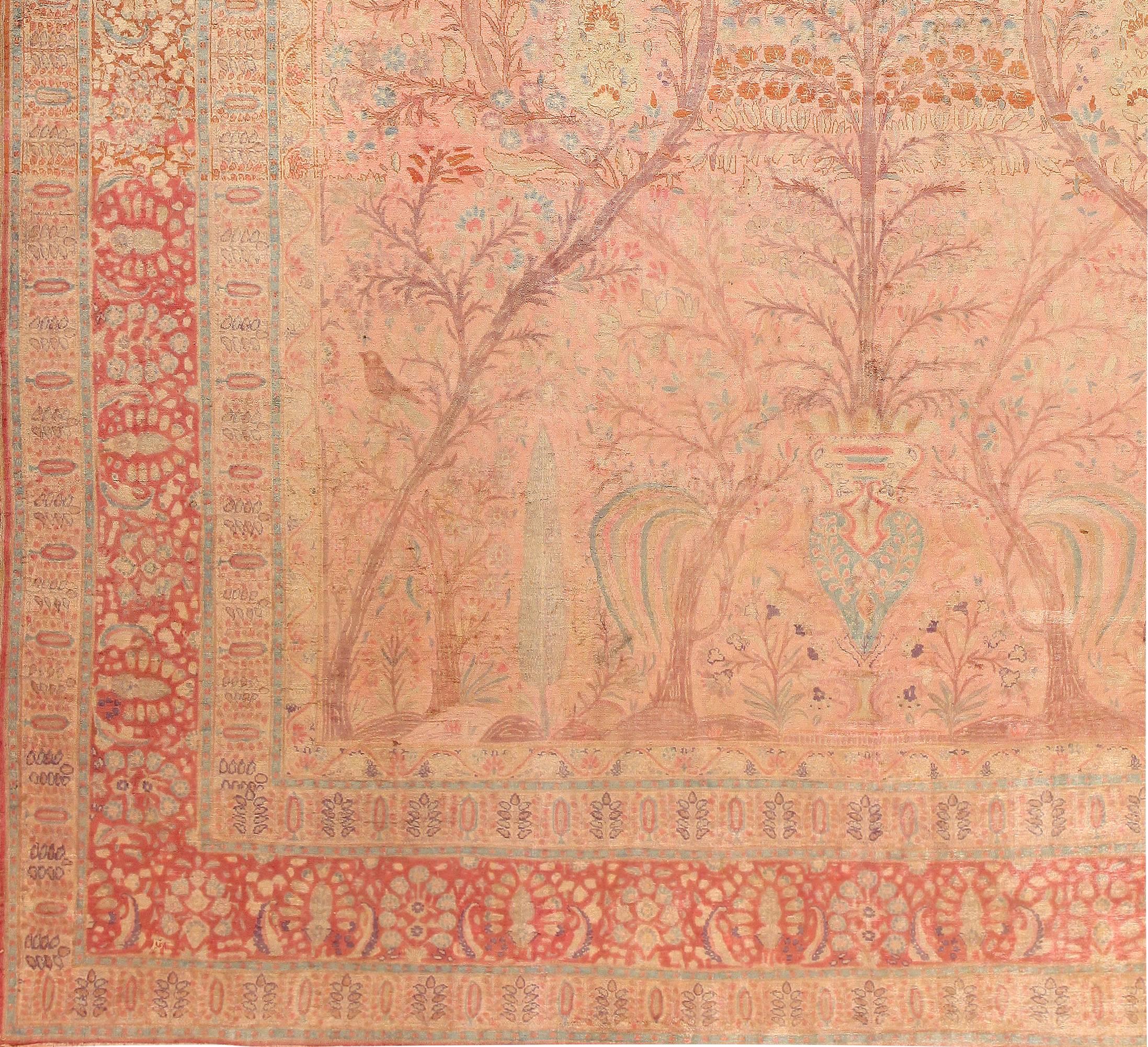 Tree of Life Silk Persian Kashan Rug In Excellent Condition In New York, NY