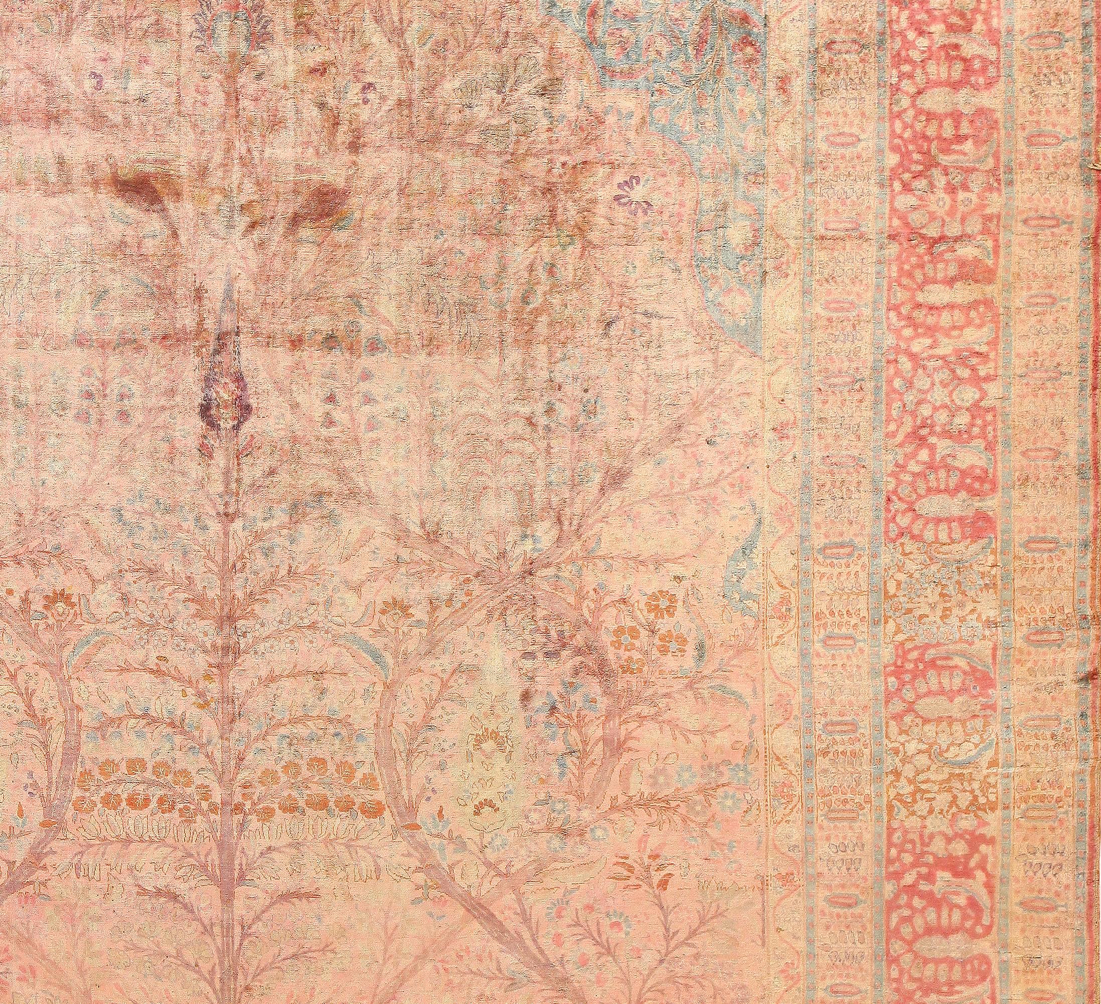 20th Century Tree of Life Silk Persian Kashan Rug